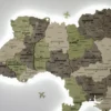 Деревʼяна 3D карта України з підсвіткою по контуру колір Olive