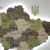 Деревʼяна 3D карта України з підсвіткою по контуру колір Olive