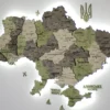 Деревʼяна 3D карта України з підсвіткою по контуру колір Olive
