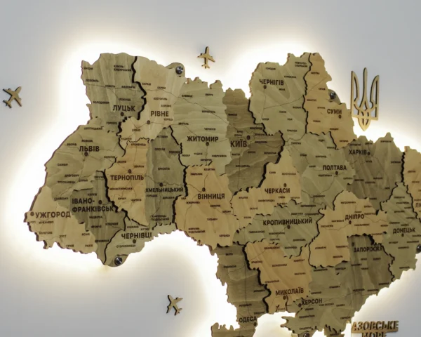 Карта України без річок з підсвіткою по контуру колір Sand