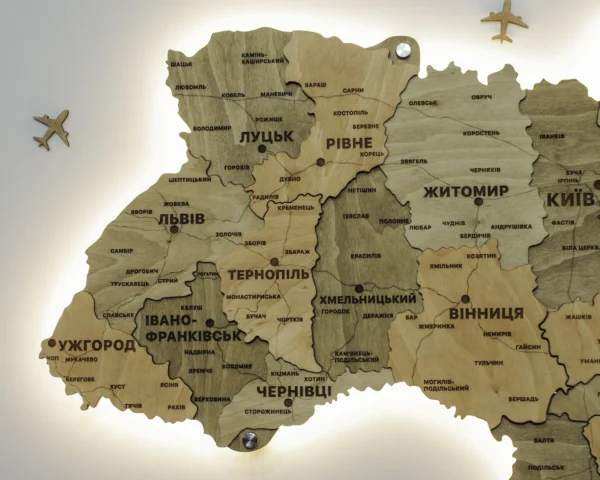 Карта України без річок з підсвіткою по контуру колір Sand