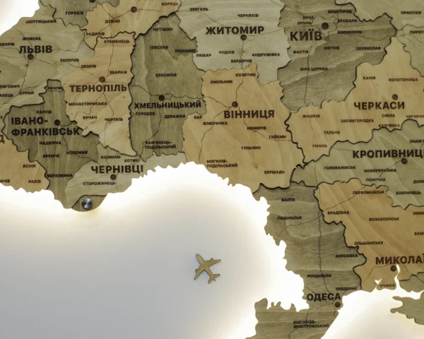 Карта України без річок з підсвіткою по контуру колір Sand