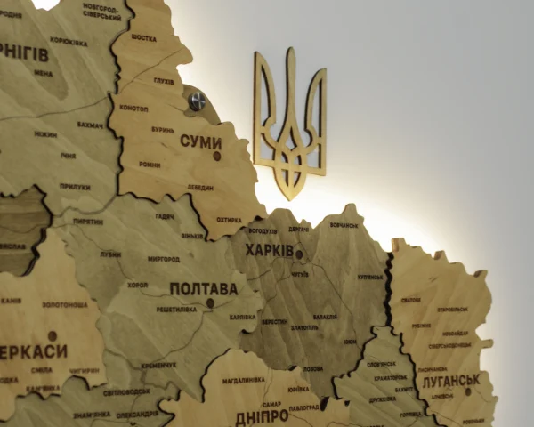 Карта України без річок з підсвіткою по контуру колір Sand