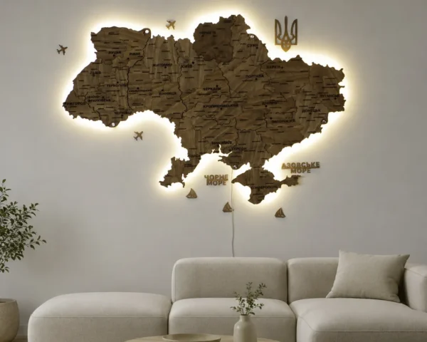 bagatosharova-karta-ukrainy-z-pidsvitkoiu-wood-01.webp Карта України із дерева 3D з підсвіткою по контуру колір Wood