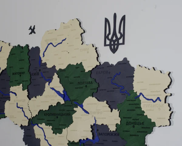 Карта України на стіну з підсвіткою по контуру колір Alpine
