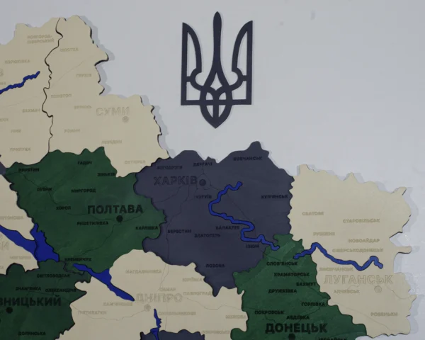 Карта України на стіну з підсвіткою по контуру колір Alpine