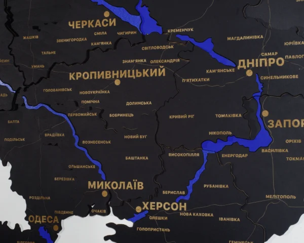 Карта України з деревини та LED-підсвіткою по контуру колір Black