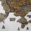 Деревʼяна 3D карта України з фарбованими річками без підсвітки колір Dark