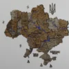 Деревʼяна 3D карта України з фарбованими річками без підсвітки колір Dark