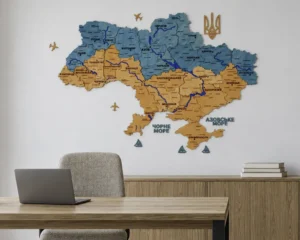 Настінна карта України з підсвіткою по контуру колір Flag