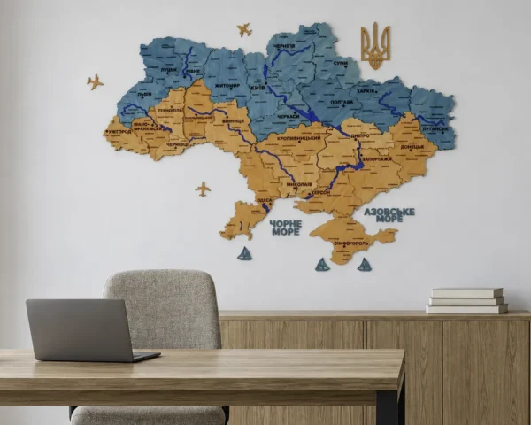 Настінна карта України з підсвіткою по контуру колір Flag