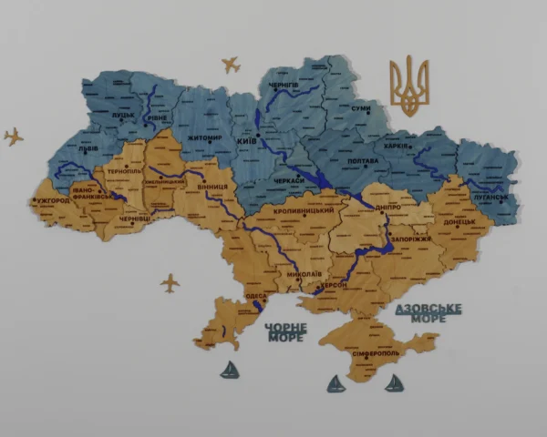 Настінна карта України з підсвіткою по контуру колір Flag