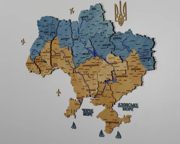 Настінна карта України з підсвіткою по контуру колір Flag