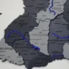 Карта України 3D на стіну з підсвіткою по контуру колір Grey