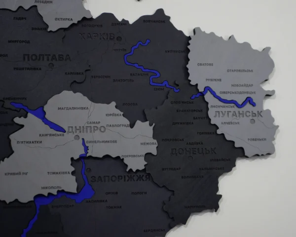 Карта України 3D на стіну з підсвіткою по контуру колір Grey