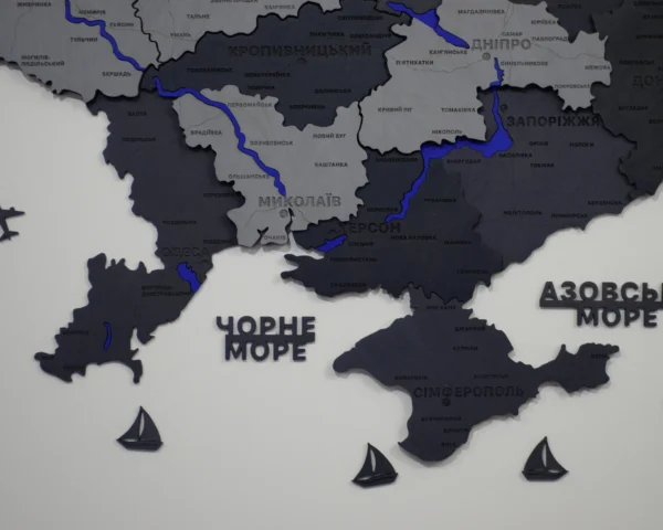 Карта України 3D на стіну з підсвіткою по контуру колір Grey