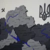 Карта України 3D на стіну з підсвіткою по контуру колір Grey
