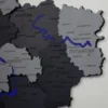 Карта України 3D на стіну з підсвіткою по контуру колір Grey
