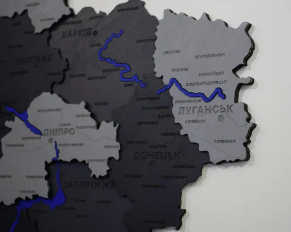 Карта України 3D на стіну з підсвіткою по контуру колір Grey