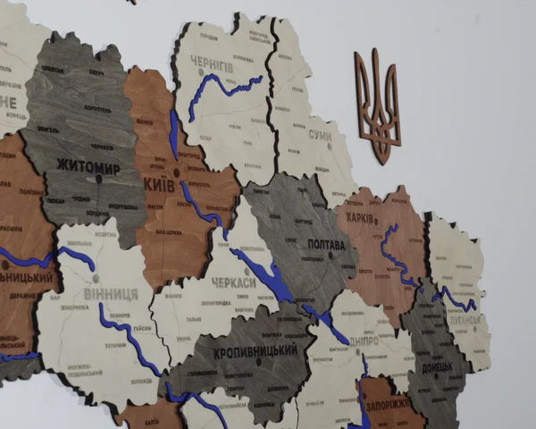 Багатошарова карта України з фарбованими річками без підсвітки колір Maple