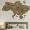 Настінна карта України з фарбованими річками без підсвітки колір Oak