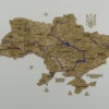 Настінна карта України з фарбованими річками без підсвітки колір Oak