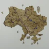 Настінна карта України з фарбованими річками без підсвітки колір Oak