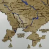 Настінна карта України з фарбованими річками без підсвітки колір Oak