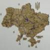 Настінна карта України з фарбованими річками без підсвітки колір Oak