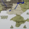 Карта України на стіну з 3D ефектом та фарбованими річками без підсвітки колір Olive