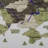 Карта України на стіну з 3D ефектом та фарбованими річками без підсвітки колір Olive