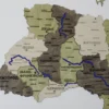 Карта України на стіну з 3D ефектом та фарбованими річками без підсвітки колір Olive
