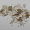 Карта України із дерева з мальованими річками без підсвітки колір Soft