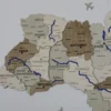 Карта України із дерева з мальованими річками без підсвітки колір Soft