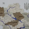 Карта України із дерева з мальованими річками без підсвітки колір Soft