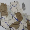 Карта України із дерева з мальованими річками без підсвітки колір Soft