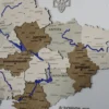Карта України із дерева з мальованими річками без підсвітки колір Soft