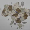 Карта України із дерева з мальованими річками без підсвітки колір Soft