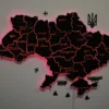 Карта України із дерева на стіну з підсвіткою між областями колір Black