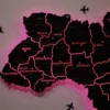 Карта України із дерева на стіну з підсвіткою між областями колір Black