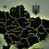 Карта України із дерева на стіну з підсвіткою між областями колір Black