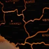 Карта України із дерева на стіну з підсвіткою між областями колір Black