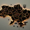 Карта України із дерева на стіну з підсвіткою між областями колір Black