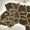 Карта України на акрилі з LED-підсвіткою між областями колір Dark