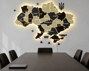 Карта України на акрилі з підсвіткою між областями колір Grand