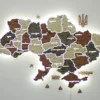 Карта України із дерева на акрилі з підсвіткою між областями колір Maple
