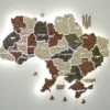 Карта України із дерева на акрилі з підсвіткою між областями колір Maple