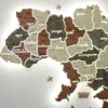 Карта України із дерева на акрилі з підсвіткою між областями колір Maple