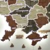 Карта України із дерева на акрилі з підсвіткою між областями колір Maple