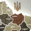 Карта України із дерева на акрилі з підсвіткою між областями колір Maple